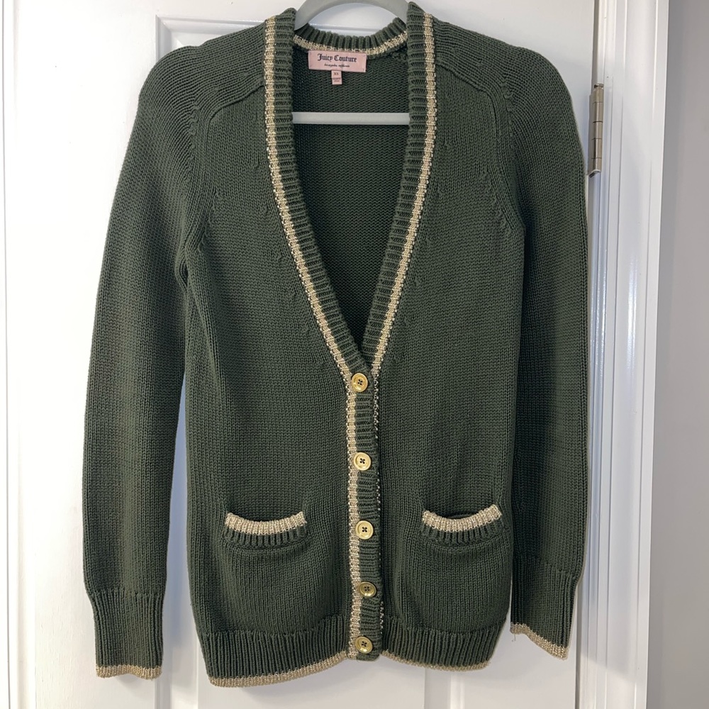 Classic, preppy women’s Juicy Couture sweater/cardigan.